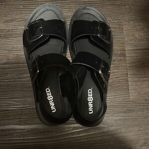 UNR8ED Black Sandals with Buckles